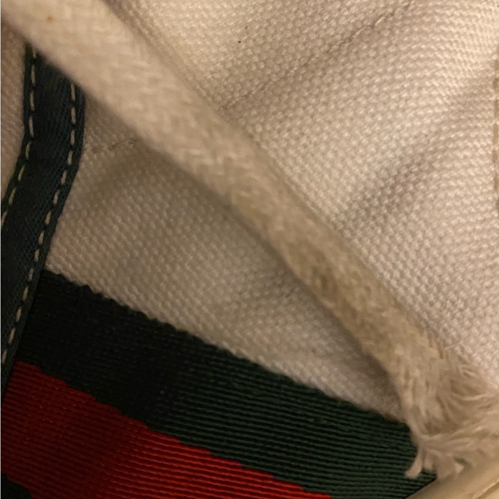 GUCCI White High-Top Sneakers with signature leather toe -Red and Green Stripes - Picture 10 of 11